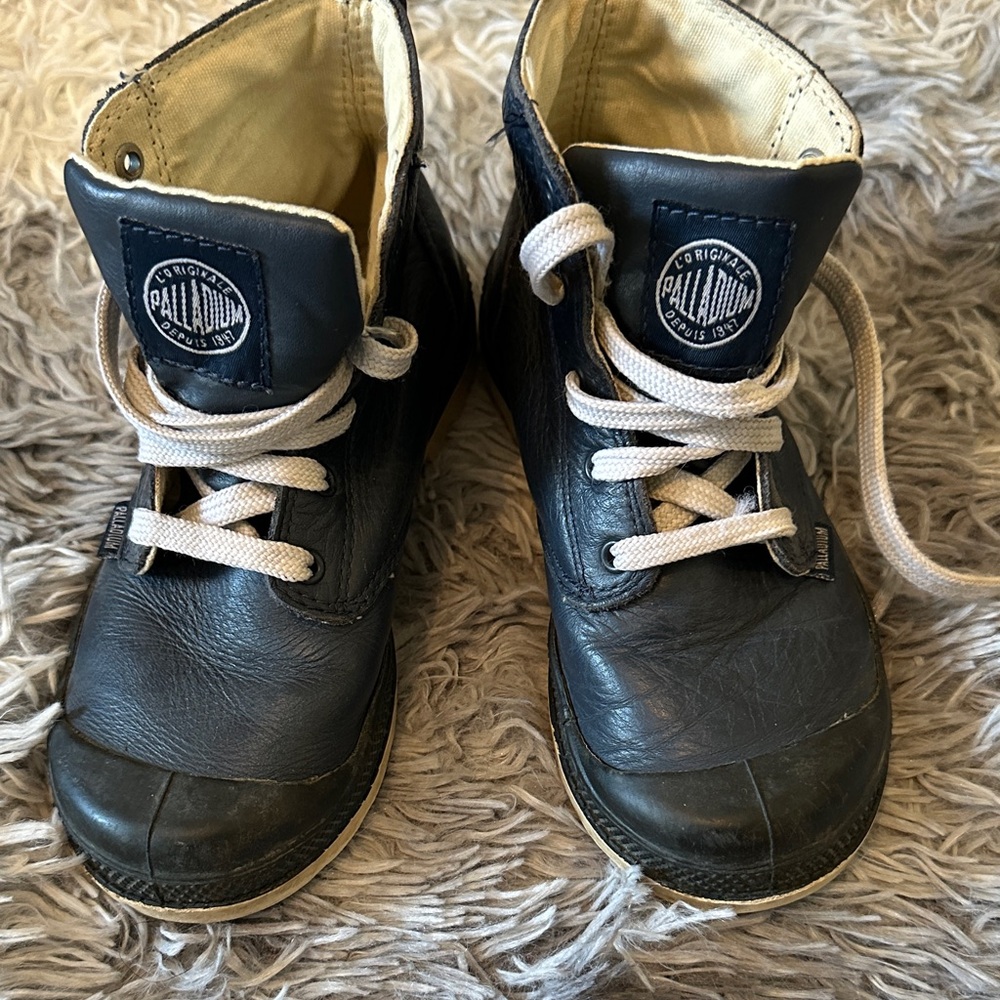 Palladium Kids Navy Leather Boots
